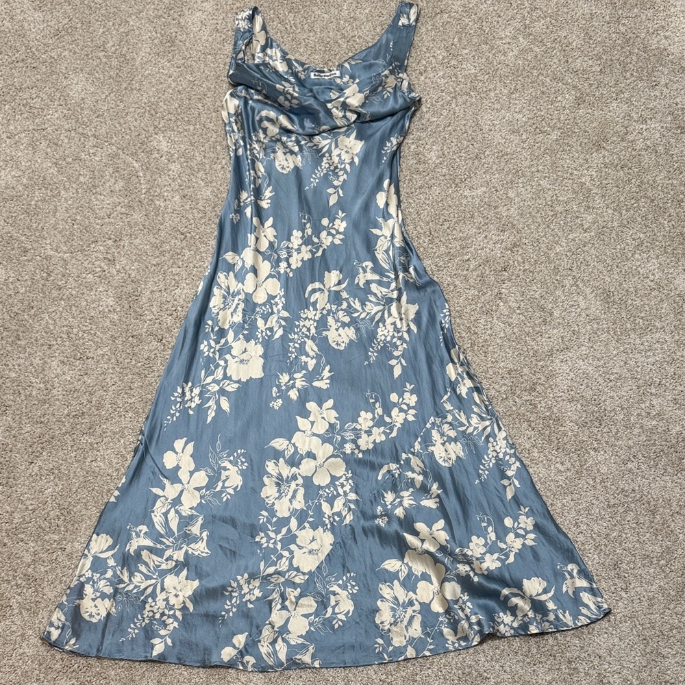 Reformation Floral Maxi Dress in Blue and Cream